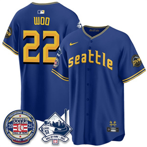 Men's Seattle Mariners #22 Bryan Woo Ichiro Number Retirement Jersey V2 All Stitched