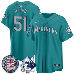 Men's Seattle Mariners #51 Ichiro Suzuki Ichiro Number Retirement Jersey V2 All Stitched