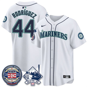 Men's Seattle Mariners #44 Julio Rodriguez Ichiro Number Retirement Jersey V2 All Stitched