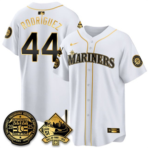 Men's Seattle Mariners #44 Julio Rodriguez Ichiro Number Retirement Jersey V2 All Stitched
