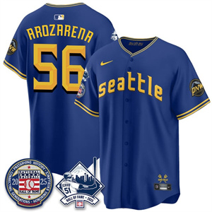 Men's Seattle Mariners #56 Randy Arozarena Ichiro Number Retirement Jersey V2 All Stitched