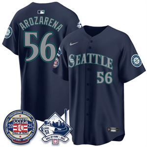 Men's Seattle Mariners #56 Randy Arozarena Ichiro Number Retirement Jersey V2 All Stitched