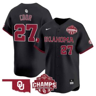 Men's Oklahoma Sooners #27 Hannah Coor 2025 SEC Softball Conference Tournament Champions Patch Vapor Premier Limited Jersey All Stitched