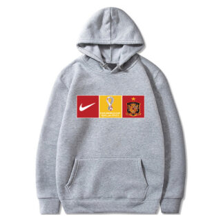 Men's Spain World Cup Soccer Hoodie Grey