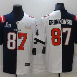 Men's Tampa Bay Buccaneers #87 Rob Gronkowski Navy Blue White Super Bowl Patch Two Tone Vapor Untouchable Stitched NFL Nike Limited Jersey