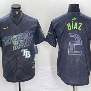 Men's Tampa Bay Rays #2 Yandy D??az Charcoal 2024 City Connect Limited Stitched Baseball Jersey