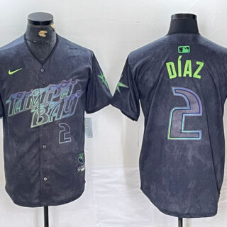 Men's Tampa Bay Rays #2 Yandy D??az Charcoal 2024 City Connect Limited Stitched Baseball Jersey