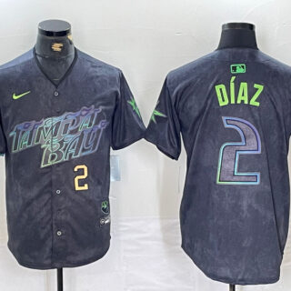 Men's Tampa Bay Rays #2 Yandy D??az Charcoal 2024 City Connect Limited Stitched Baseball Jersey