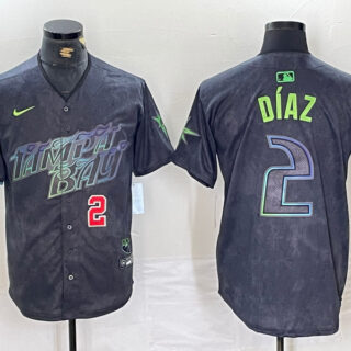 Men's Tampa Bay Rays #2 Yandy D??az Charcoal 2024 City Connect Limited Stitched Baseball Jersey