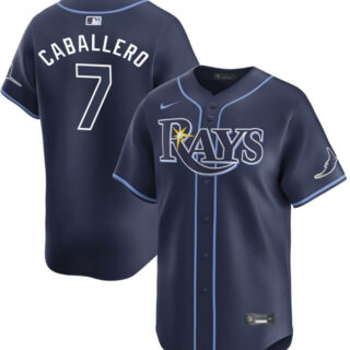 Men's Tampa Bay Rays #7 Jos?? Caballero Navy 2024 Away Limited Stitched Baseball Jersey