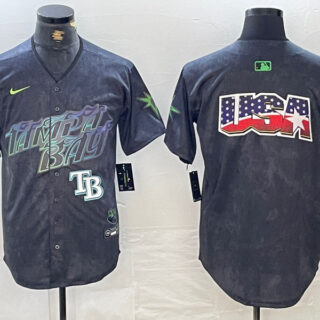 Men's Tampa Bay Rays Team Big Logo Charcoal 2024 City Connect Limited Stitched Baseball JerseyS