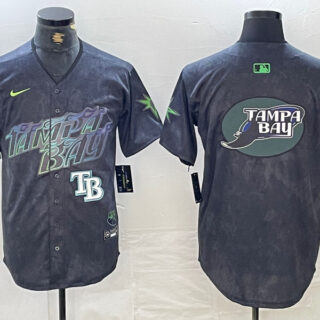 Men's Tampa Bay Rays Team Big Logo Charcoal 2024 City Connect Limited Stitched Baseball JerseyS 3