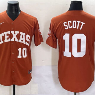 Men's Texas Longhorns #10 Mia Scott Orange SEC Patch Stitched Jersey