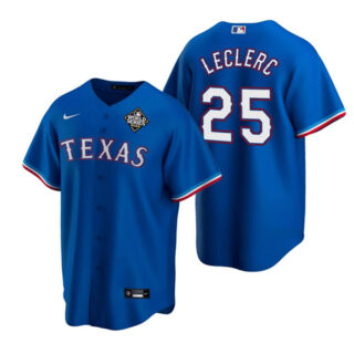 Men's Texas Rangers #25 Jos?? Leclerc Royal 2023 World Series Stitched Baseball Jersey