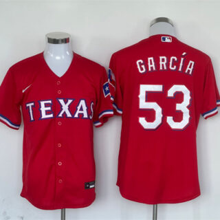 Men's Texas Rangers #53 Adolis Garc??a Red With Patch Cool Base Stitched Baseball Jersey