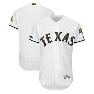 Men's Texas Rangers Majestic White 2018 Memorial Day Authentic Collection Flex Base Team Custom Jersey