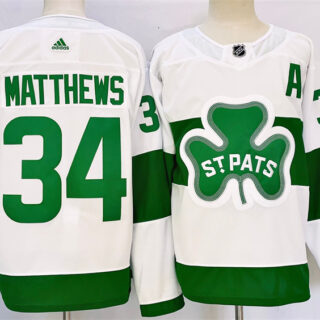 Men's Toronto Maple Leafs #34 Auston Matthews White St Patricks Authentic Jersey