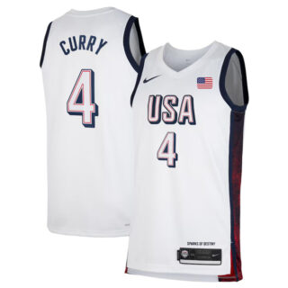 Men's USA Basketball #4 Stephen Curry White 2024 Swingman Stitched Jersey