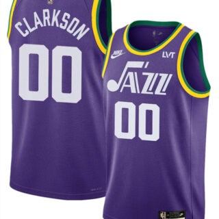Men's Utah Jazz #00 Jordan Clarkson Purple 2023 Classic Edition Stitched Basketball Jersey