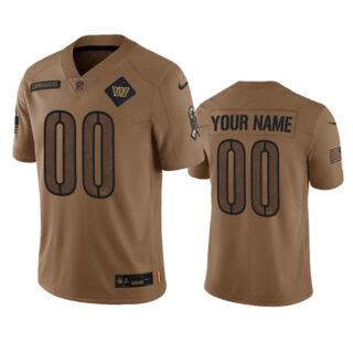 Men's Washington Commanders Active Player Custom 2023 Brown Salute To Setvice Limited Stitched Football Jersey