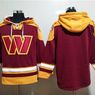 Men's Washington Commanders Blank Burgundy Lace-Up Pullover Hoodie