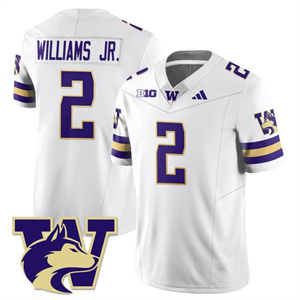 Men's Washington Husky Football 2025 Vapor Limited White Jersey All Stitched #2 Demond Williams Jr.