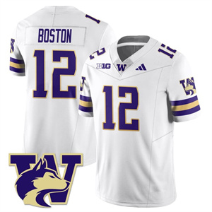 Men's Washington Husky Football 2025 Vapor Limited White Jersey All Stitched #12 Denzel Boston