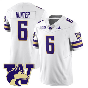 Men's Washington Husky Football 2025 Vapor Limited White Jersey All Stitched #6 Jeremiah Hunter