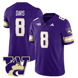 Men's Washington Husky Football 2025 Vapor Limited Jersey All Stitched #8 Tacario Davis