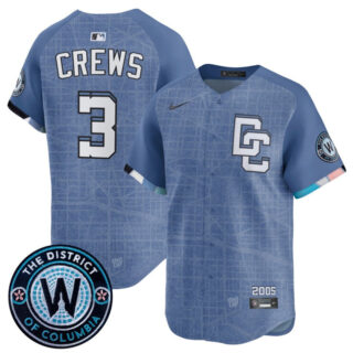 Men's Washington Nationals #3 Dylan Crews Blue 2025 City Connect Limited Stitched Baseball Jersey