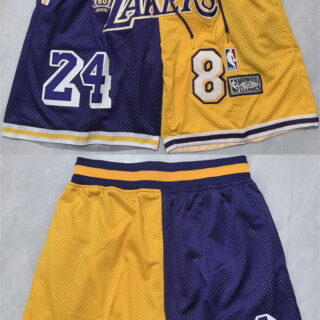 Men's #8 #24 Kobe Bryant Purple Yellow 2026 Shorts (Run Small)