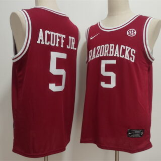 Men's Arkansas Razorbacks #5 Darius Acuff Jr. Red Stitched Football Jersey