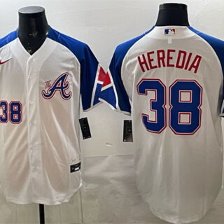 Men's Atlanta Braves #38 Guillermo Heredia White 2023 City Connect Cool Base Stitched Baseball Jersey