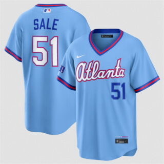 Men's Atlanta Braves #51 Chris Sale Powder Blue 2026 City Connect Stadium Stitched Baseball Jersey