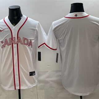 Men's Canada Baseball Blank White 2026 World Baseball Classic Home Stadium Stitched Jersey