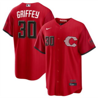 Men's Cincinnati Reds #30 Ken Griffey Jr. Red 2026 City Connect Stadium Stitched Baseball Jersey