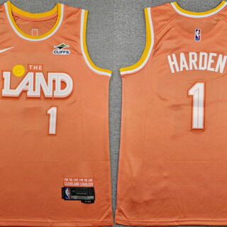 Men's Cleveland Cavaliers #1 James Harden Orange 2025 26 City Edition Stitched Jersey