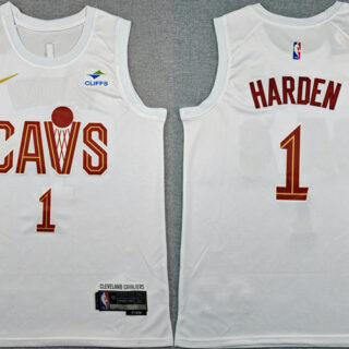 Men's Cleveland Cavaliers #1 James Harden White 2026 Association Edition Stitched Stitched Jersey