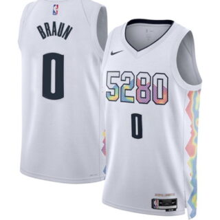 Men's Denver Nuggets #0 Christian Braun White 2024 25 City Edition Stitched Basketball Jersey