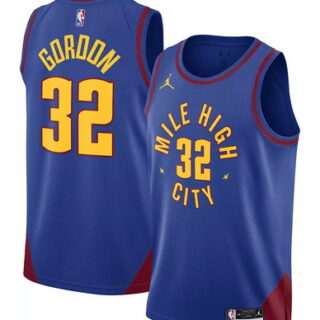 Men's Denver Nuggets #32 Aaron Gordon Blue Statement Edition Stitched Basketball Jersey