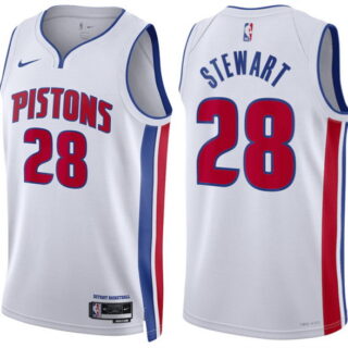 Men's Detroit Pistons #28 Isaiah Stewart White Association Edition Stitched Basketball Jersey