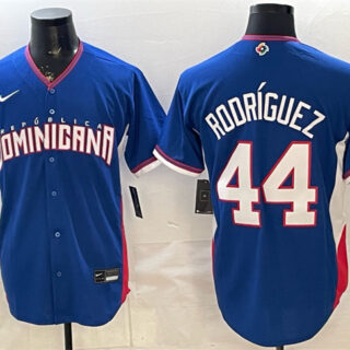 Men's Dominican Republic Baseball #44 Julio Rodriguez Royal 2026 World Baseball Classic Road Stadium Stitched Jersey