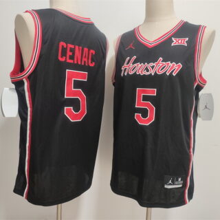 Men's Houston Cougars #5 Chris Cenac Jr. Black Stitched Football Jersey