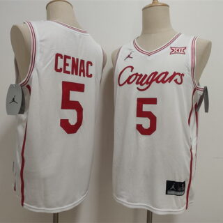 Men's Houston Cougars #5 Chris Cenac Jr. White Stitched Football Jersey