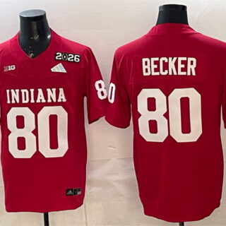 Men's Indiana Hoosiers #80 Charlie Becker Red F.U.S.E. 2026 Patch Stitched Football Jersey