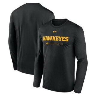 Men's Iowa Hawkeyes Black 2025 Courtside Basketball Shootaround Legend Dri FIT Long Sleeve T-Shirt