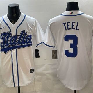 Men's Italy Baseball #3 Kyle Teel White 2026 World Baseball Classic Home Stadium Stitched Jersey