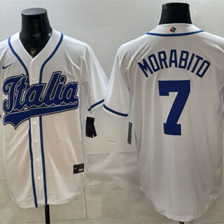 Men's Italy Baseball #7 Nick Morabito White 2026 World Baseball Classic Home Stadium Stitched Jersey