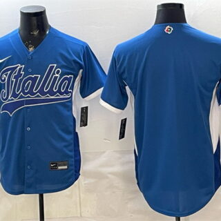 Men's Italy Baseball Blank Blue 2026 World Baseball Classic Home Stadium Stitched Jersey