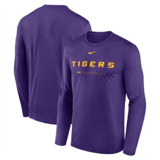 Men's LSU Tigers Purple 2025 Courtside Basketball Shootaround Legend Dri FIT Long Sleeve T-Shirt